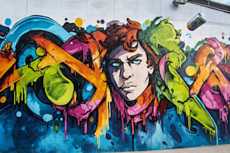 draw any graffiti mural wall art or banner
