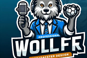 do make professional wolf broadcaster mascot design