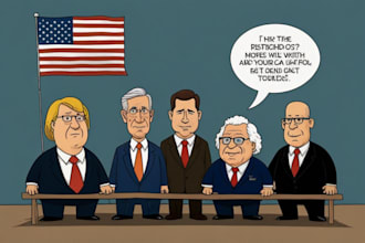 create professional editorial and political cartoon