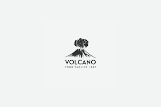 create unique and bold volcano logo for adventure and outdoor brands