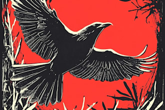 do artistic linocut illustration in my style