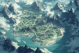 vector map illustration map design  isometric fantasy map