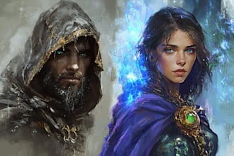 draw fantasy dnd party and scifi monster design character