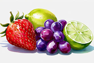 illustrate fruit, plant, or anything in digital watercolor