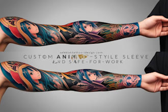 do custom tattoo design , anime , traditional or realistic sleeve tattoo artist