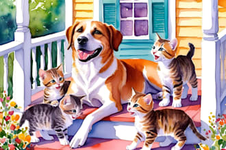 paint dog, cats, whatever pet portrait with watercolor