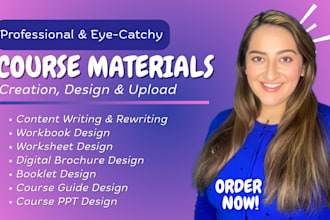 create and redesign training manual, workbook worksheet, course program to skool