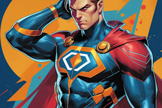 create concept art superhero character design for comics