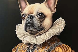 draw a cute portrait illustration of your pet, cat, dog