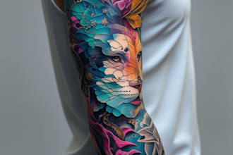 create custom realistic tattoo design, tattoo sleeve