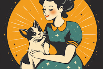 design a charming vintage illustration t shirt retro cartoon illustration, logo
