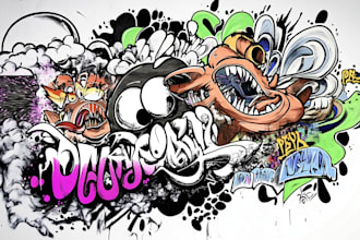 illustrate amazing custom graffiti, wall arts or murals