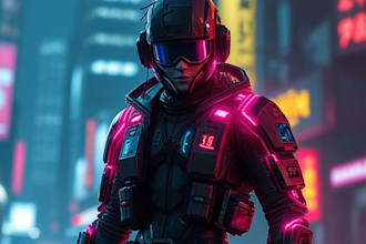 create sci fi or cyberpunk character artwork