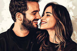 do stunning couple and wedding portrait illustration