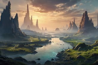 create fantasy landscape concept art