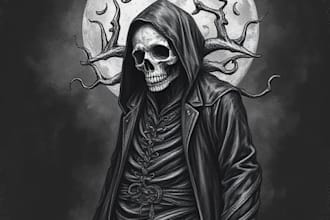 draw a custom dark surrealism for apparel