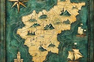 make fantasy map illustration for dnd, novels and games