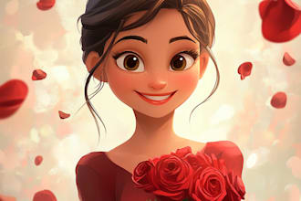 create magical couple portraits in disney or pixar style