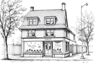 draw ink sketch of a house portrait or shop building