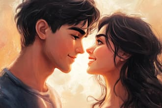 do your couple into lovely disney cartoon portrait
