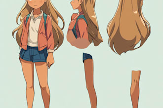 create original anime character sheet or reference for