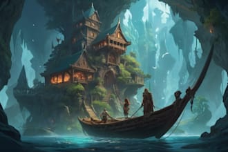 draw a fantasy illustration in a definite style