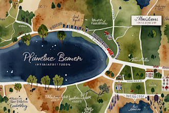 create a custom wedding map watercolor style
