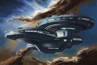 create spaceship sci fi illustration for your space game