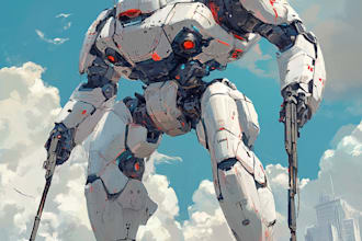 draw renders of robot mecha characters sci fi art illustration