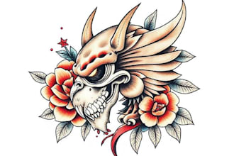 create any design in traditional tattoo or old school style