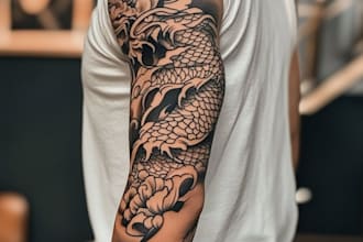 create sleeve tattoo design in geometric style