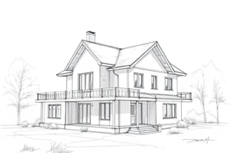 vector sketch favorite place, city, house portrait