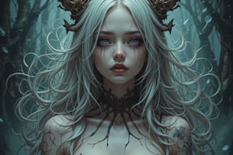 draw scary horror creature and fantasy character concept art