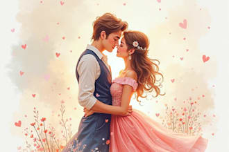 draw cartoon disney couple portrait