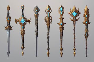 draw fantasy dnd weapon art for your game