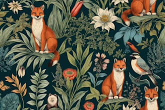 draw botanical and animal designs and patterns for you