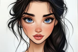 draw family, couple, pet portrait in disney cartoon style