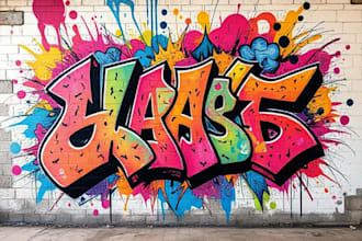 draw any graffiti mural wall art or banner
