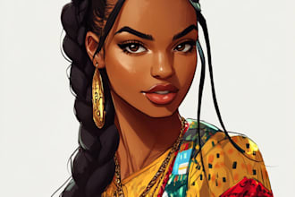 do african american any fantasy character illustration
