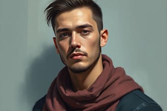 create custom digital portrait in oil painting style gift
