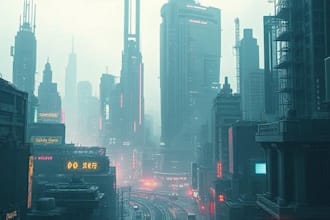 create science fiction, cyberpunk city fantasy art