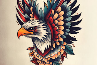 made a american traditional tattoo design and illustration