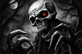 draw high detailed dark art illustration with horror shades
