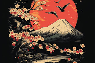 costum design japanese anime manga art for tshirt design
