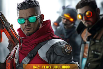 design cyberpunk and fantasy character splash art