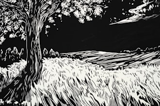 create an artistic linocut illustration in my own style