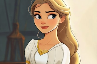 draw you a beautiful portrait in disney cartoon style