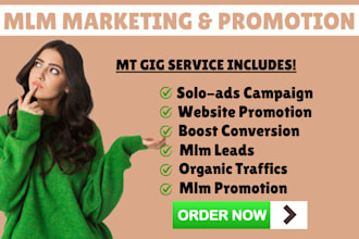 mlm marketing, affiliate link promotion, solo ads, mlm lead, website promotion