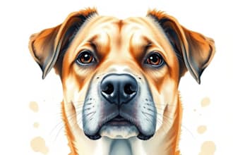 draw paint sketch and watercolor pet portrait painting
