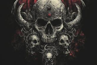 draw dark art illustration for metal t shirt merchandise